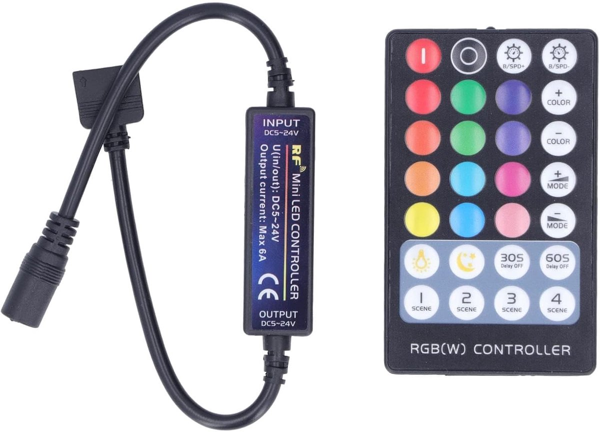 SnelShoppen - Mini 5 PIN RGBW LED Controller met RF Afstandsbediening - Ultradunne RGBW LED USB Lamp Strip voor Feest, Tuin en Camping