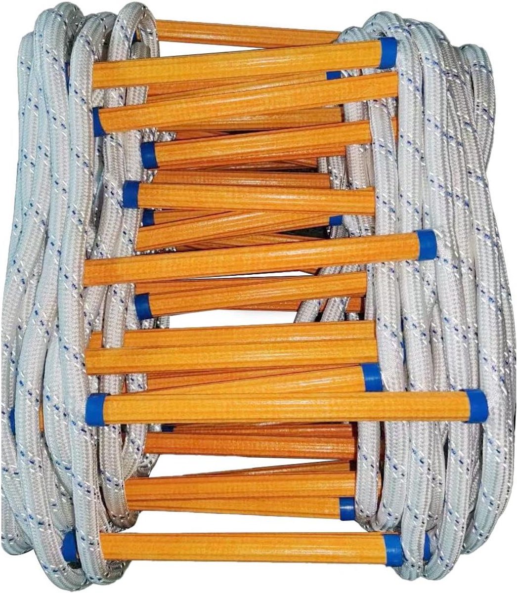 Noodladder - Reddingsladder Vluchtladder - Veilig Ontsnappen - Brandwerend Materiaal - 13 voet - Wit Geel