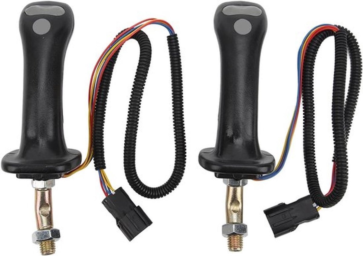 2 Stuks Joystick Handgrepen voor Graafmachines met 3 Knoppen en 6-Pins Aansluiting voor Diverse Modellen