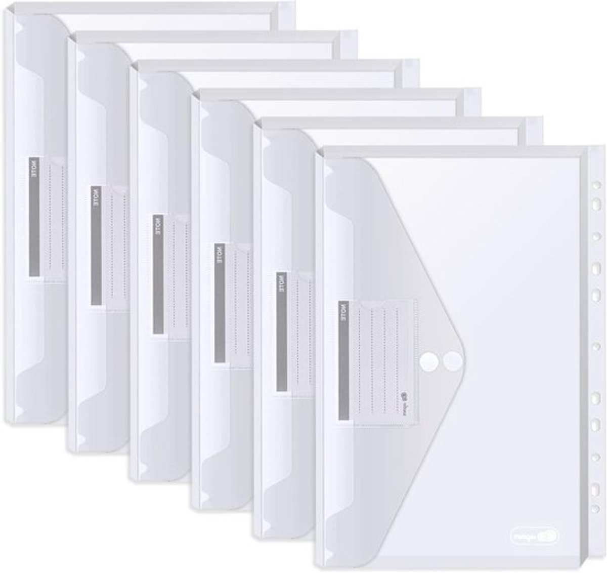 Uitbreidbare plastic mappen set van 24 stuks, 3D documentmappen met 2 sluitingen voor 270 vellen papier, A4 transparante folders met 11 bindgaten en labelvak voor ordelijk sorteren