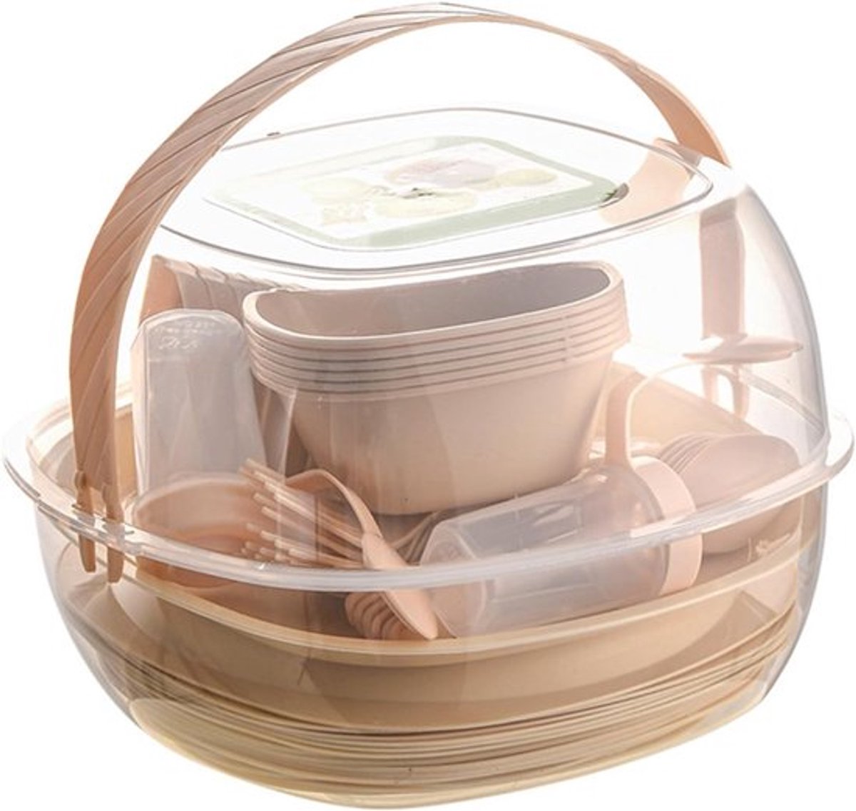 48-delige Plastic Camping Servies Set - Lichtgewicht en Duurzaam voor Picknicks, Reizen en Buitenactiviteiten, Gemakkelijk te Herkennen