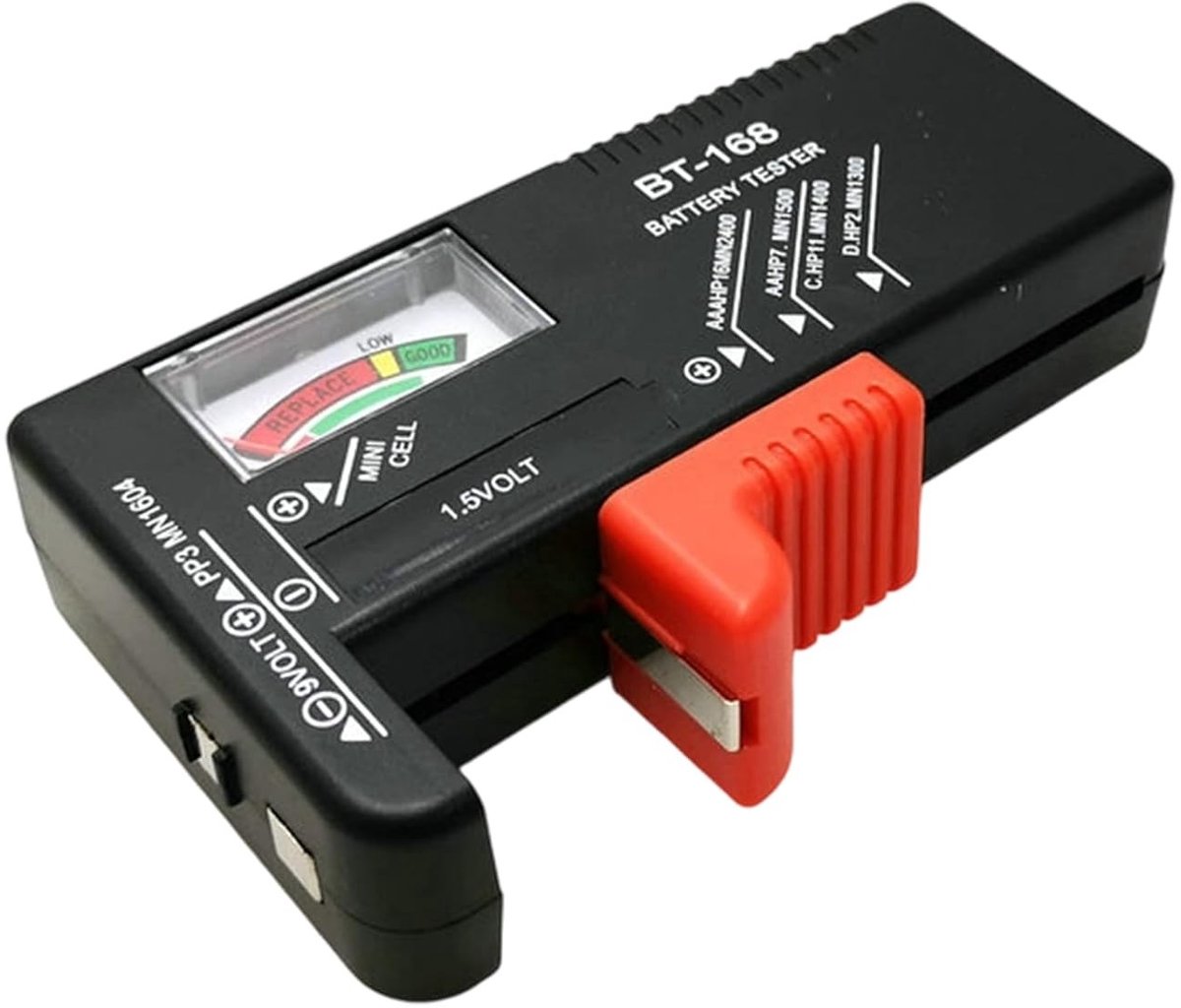 Batterijtester - Universeel - Compact - Voor AA, AAA, C, D, 9V en Knoopcelbatterijen - Voor Huishoudelijk Gebruik