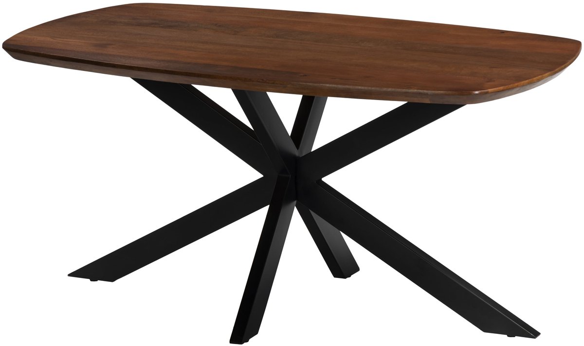 Eettafel deens ovaal mangohout 160cm Jordan bruin ovale tafel duurzaam mango eetkamertafel