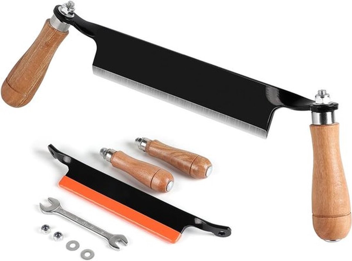 Houten Hoekmes 200mm – Ergonomisch Houten Handvat, Geslepen Holle Kling en Beschermhoes voor Houtbewerking