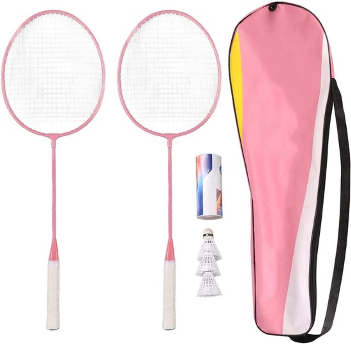 Lichte Badmintonracket Set voor Kinderen en Beginners, Inclusief Opbergemmer en Sporttas voor Buitenactiviteiten