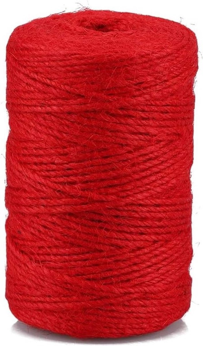 100m Jute Touw 2mm Jute Koord 3 Laags Decoratief Koord Perfect voor DIY Kunst en Tuinieren, Rood, Natuurlijk Materiaal, Handwerk, Tuinaccessoires