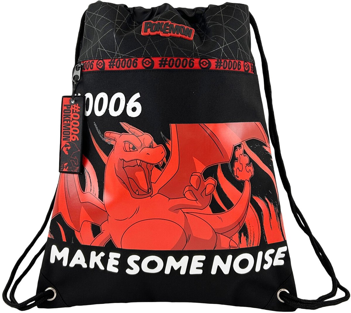 Pokémon - Gymtas – Charizard - Sporttas – Zwemtas – Trekkoordtas met Voorvak en Ritssluiting – 42 x 34 cm