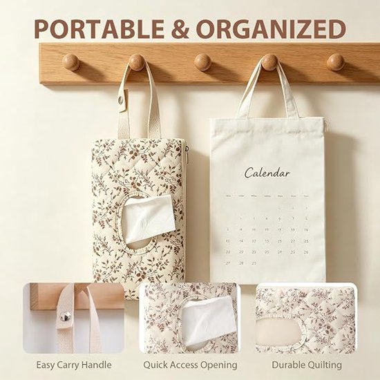 Wipe Box Doekjesverdeler - Doekjeshouder - Billendoekjesdoos - Vochtige doekjes dispenser - Ophangbaar - Billendoekjes houder - Kraamcadeau - Tissue Box - tissuehouder - voor reizen, kinderwagens en dagelijkse uitstapjes - Beige — afbeelding 5