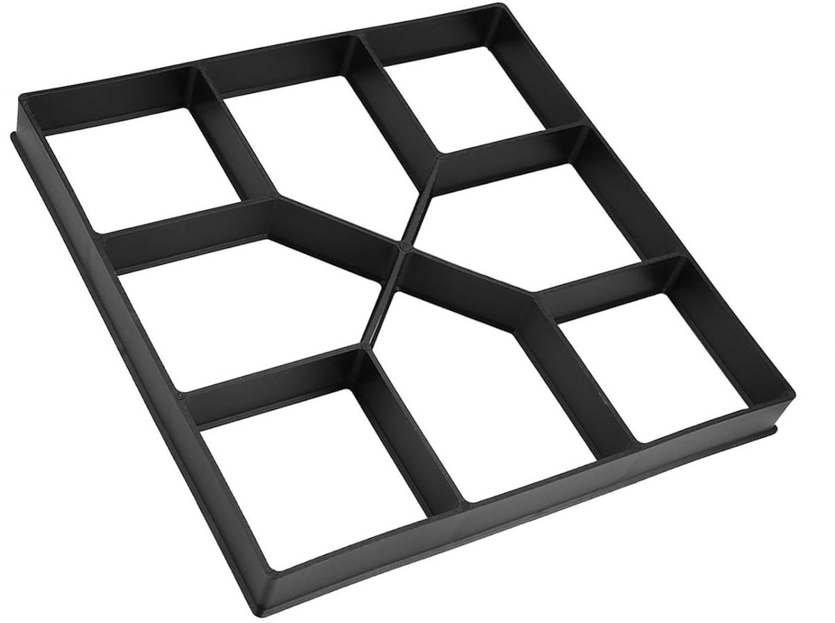 Betonnen Bestratingsmal - Tuinpad Mal Stapsteen Vorm - Tuinpad Aanleggen - Herbruikbaar Kunststof - 42x42x5 cm - Zwart