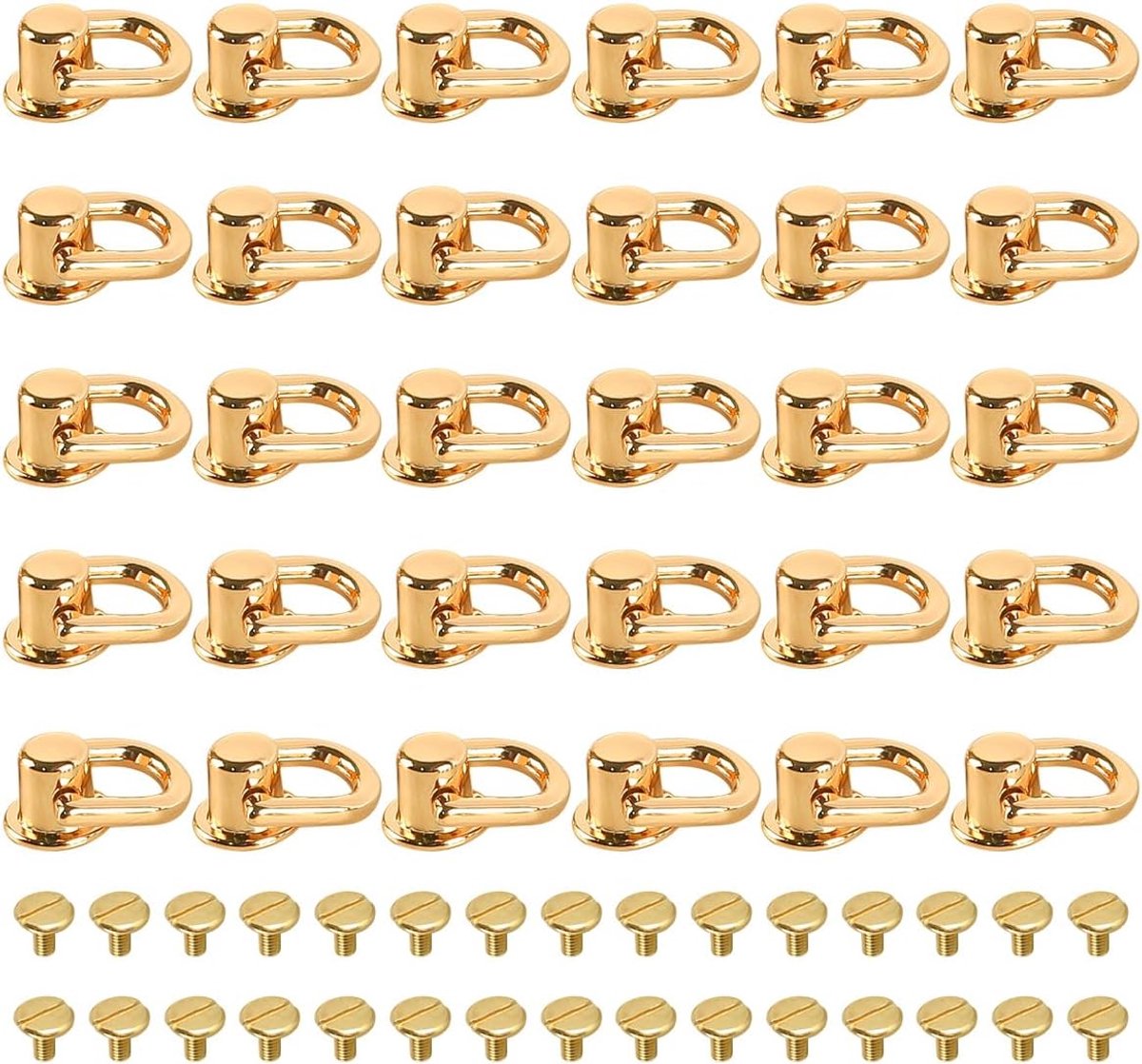 SnelShoppen - 30 Stuks Messing D Ring Rietjes Nagels 8mm Leren Rietjes Achter Rond Ring voor Leren Ambachten DIY Projecten