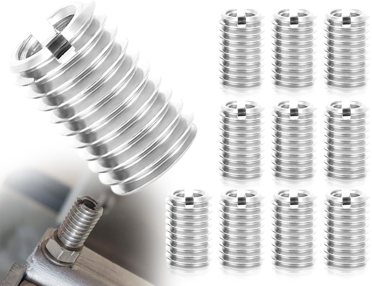 SnelShoppen - Draad Inserts RVS Reducer Moer - Draad Sleeve Adapter M6 naar M4 - 10 Stuks - Ideaal voor DIY en Professionele Reparaties