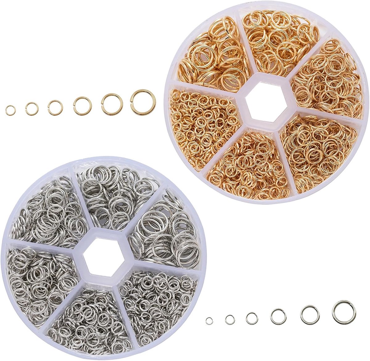 Jump Rings Jewelry Making Kit Metal O-Ring Jewelry Connector Open Jump Split Rings Boxed Silver Round Hoops Metal Ring - ShopVlot