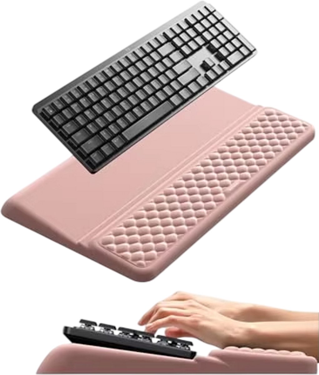 Ergonomische Toetsenbordstandaard met Polssteun – Toetsenbord Verhoger met Polssteun, Ergonomische Toetsenbord Steun voor PC, Laptop en Bureau - Roze