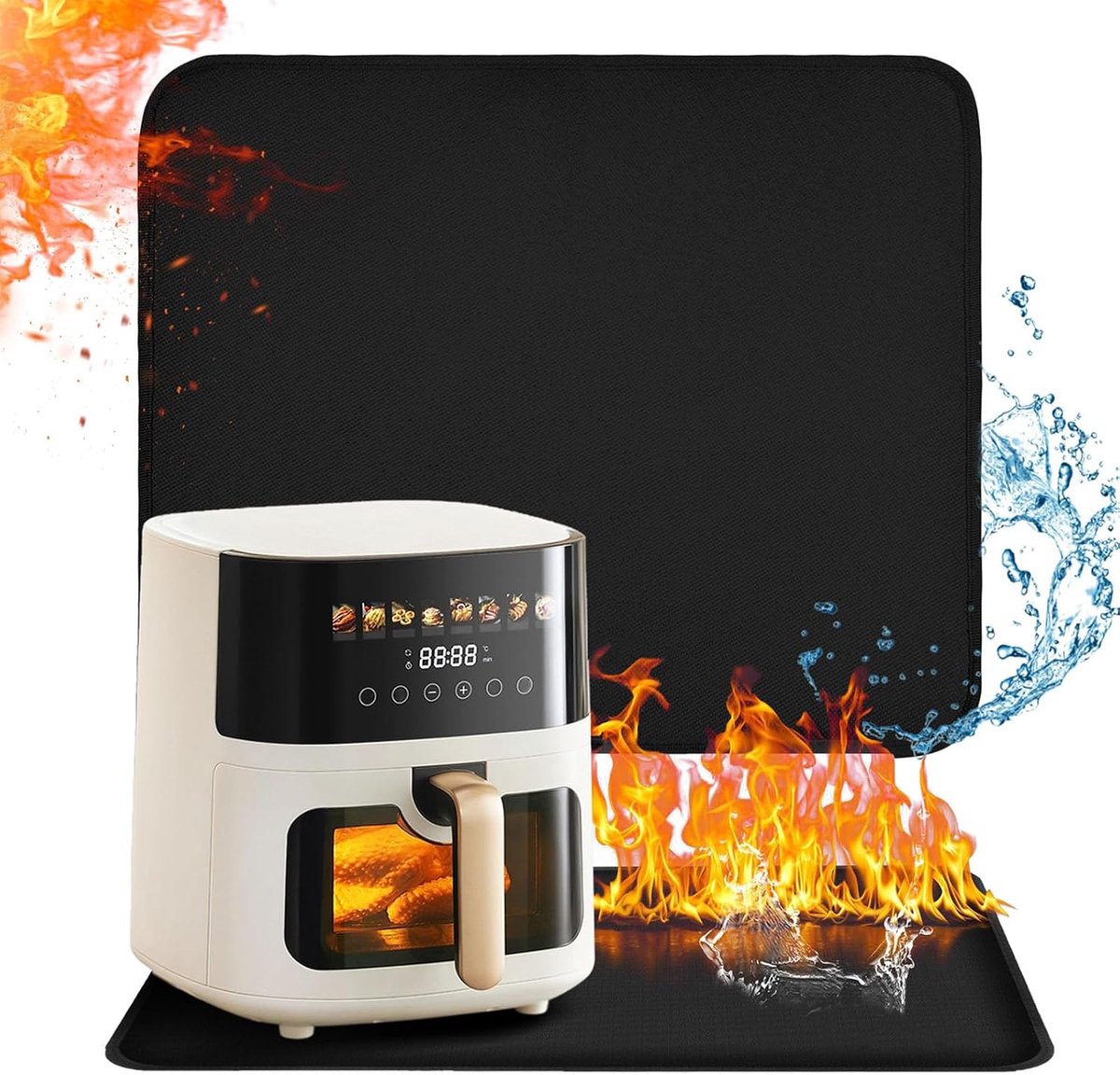 Airfryer mat 38 x 46 cm - hittebestendig silicone - beschermt tegen warmte - ideaal voor keukenoppervlakken - ShopVlot