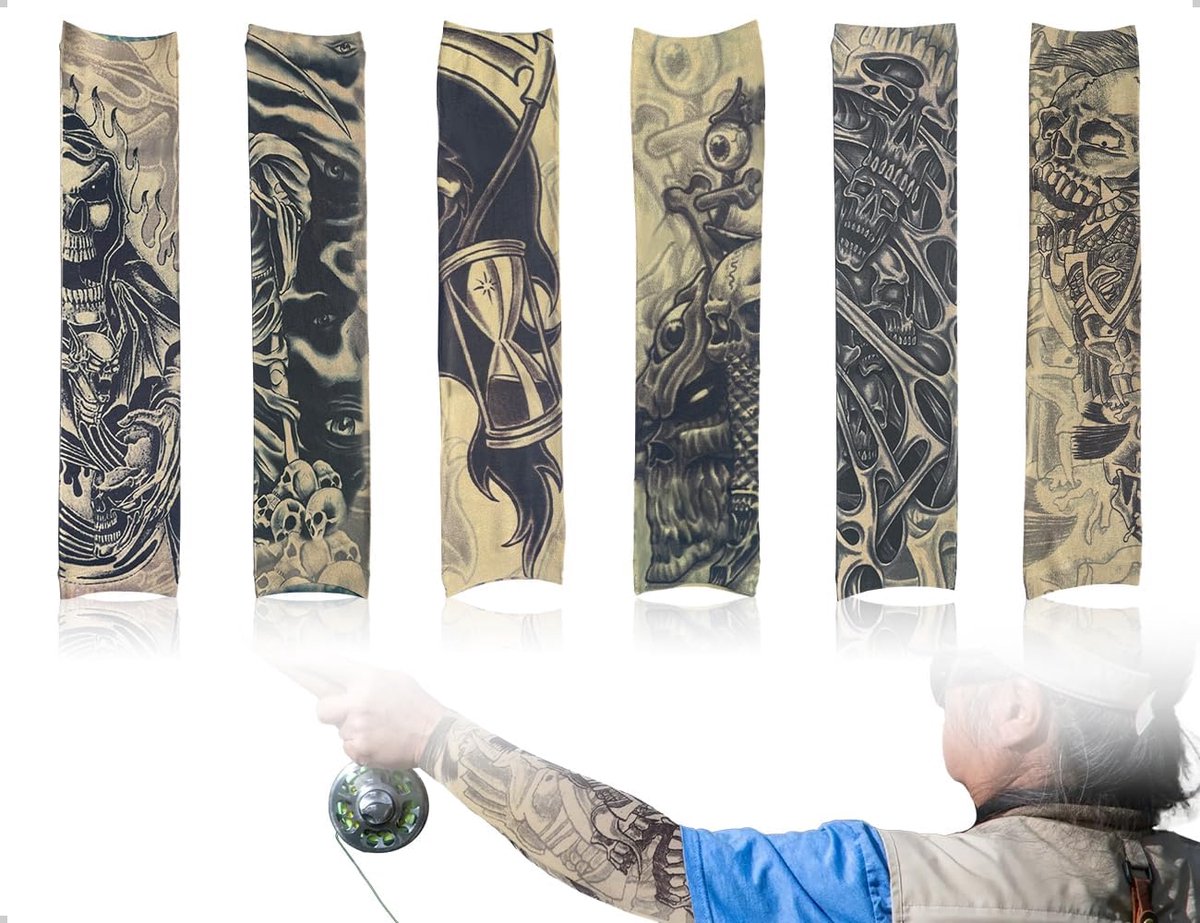 SnelShoppen - Set van 6 Tattoo Sleeves Valse Zonnebescherming Tatoeages voor Mannen en Vrouwen - Ideaal voor Feesten, Carnavals, en Podiumoptredens -