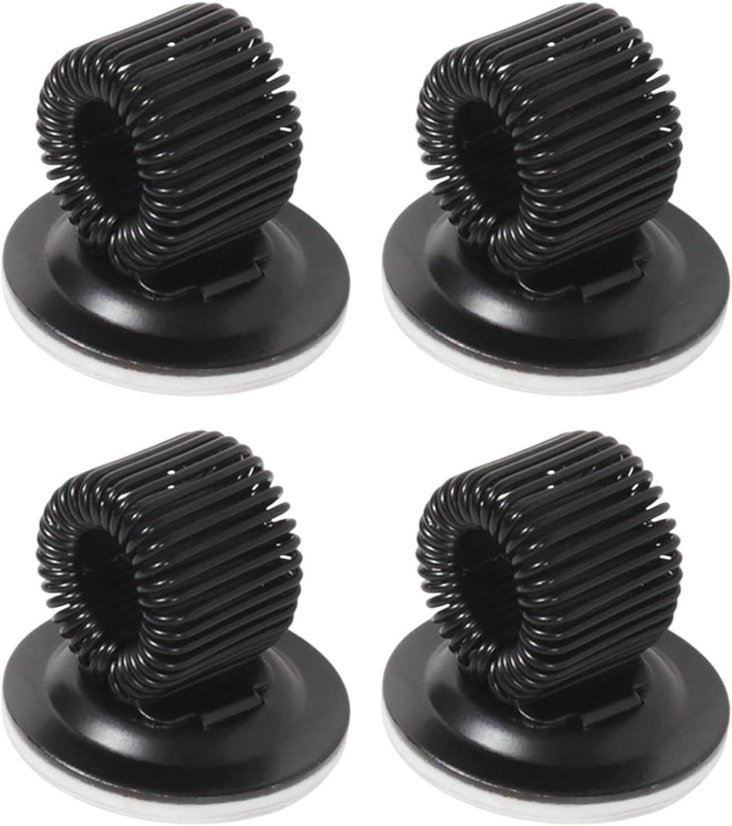 SnelShoppen - Set van 4 Zelfklevende Penhouders, Zwarte Penlus, Zelfklevend, Met Verstelbare Veerloop, Penhouder, Clips voor Alle Pennen, Kantoor, Sch