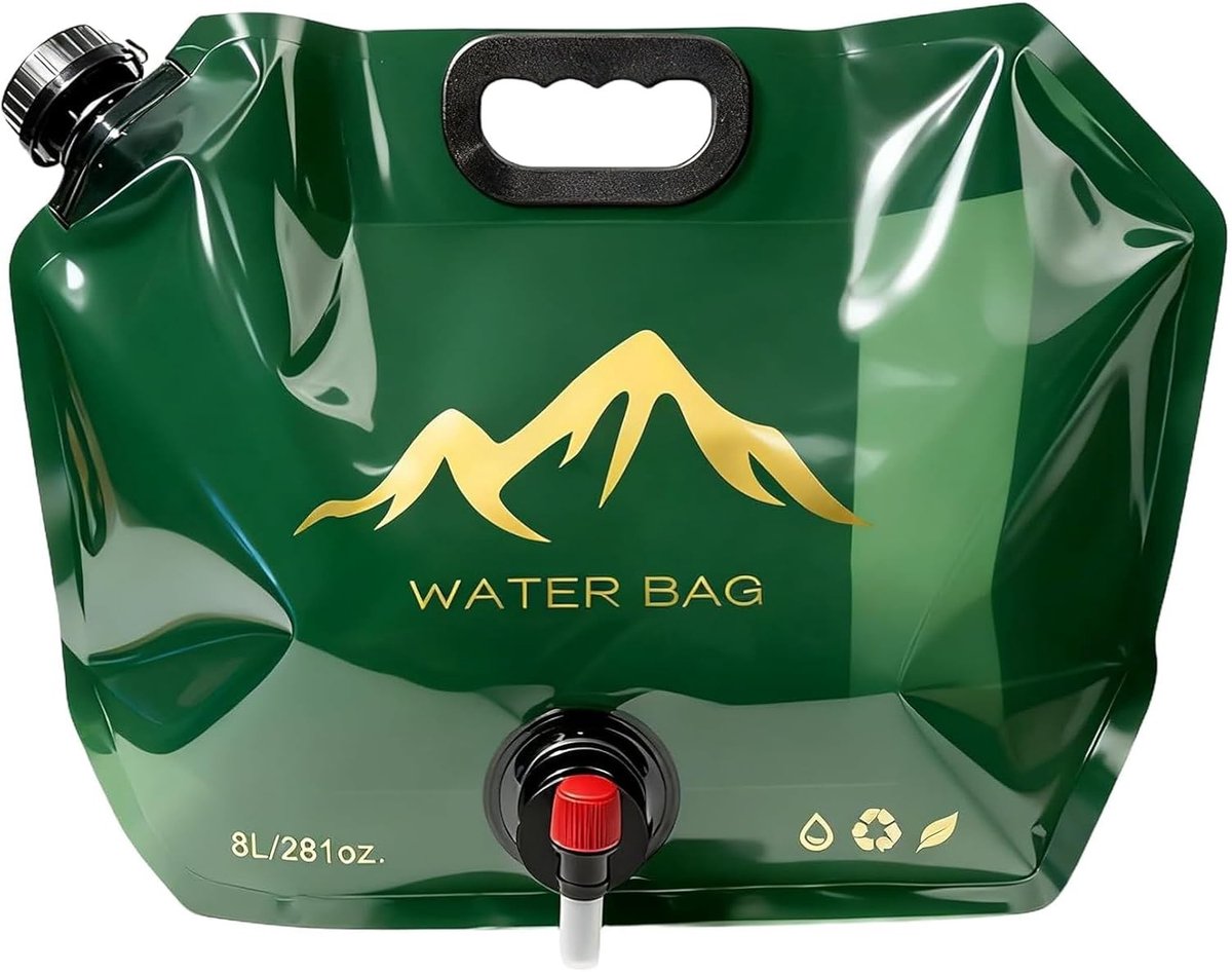 Opvouwbare Waterjerrycan - A - 8 Liter - Lekvrij Waterreservoir met Draaggreep - Voor Kamperen en Wandelen