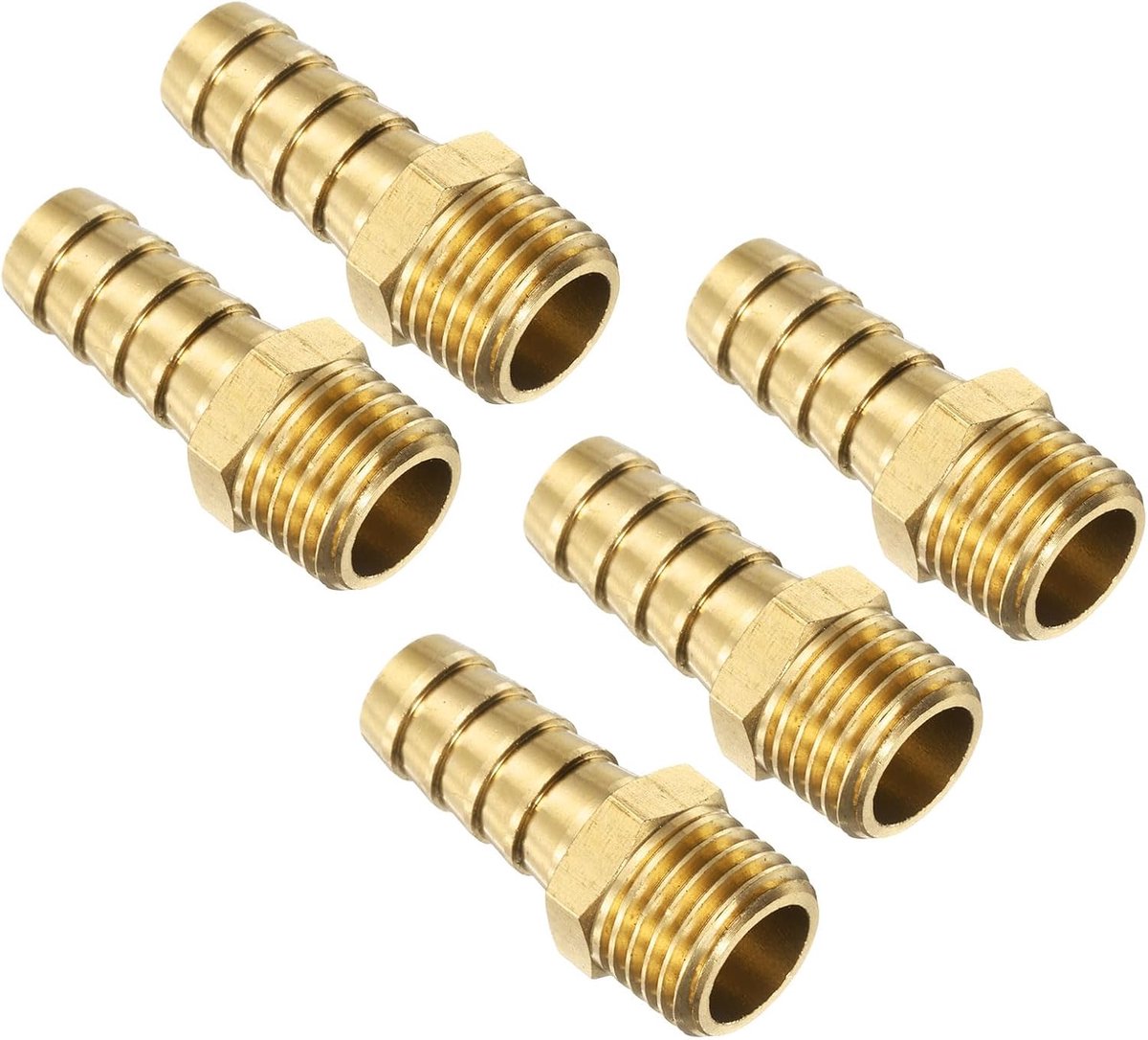 SnelShoppen - 5x M14-1.5 ID 10mm Tuinslang Koppelingen Messing - Slangadapter voor Water, Brandstof, Lucht - Hoge Kwaliteit, Corrosiebestendig, Eenvou