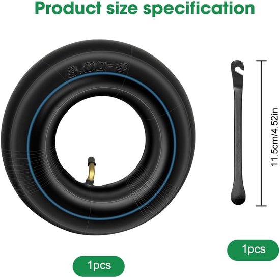 Dailygoods- Slang 3.00/3.50-4 - Binnenslang - Steekwagen - Grasmaaier - Tuintractor - Hoogwaardig rubber - Duurzaam en luchtdicht — afbeelding 3