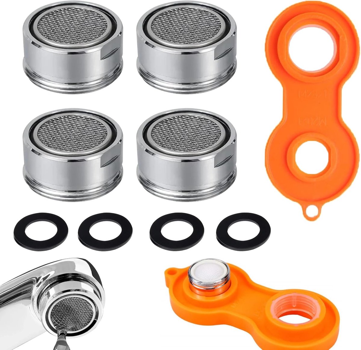 Faucet Aerator 24mm, 4pcs Faucet Filter Nozzle with Key, Faucet Aerator, Faucet Aerators, M24 Faucet Diffuser, Water - ShopVlot