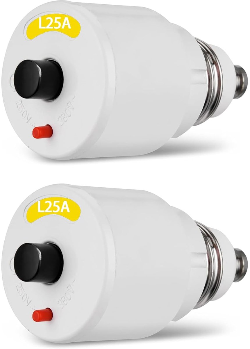 SnelShoppen - 2 Stuks Schroefzekering 25 A E27 L-kenmerk 230/400~240/415 VDC - Voor Oude Elektrische Aansluitingen, Automatische Beveiliging