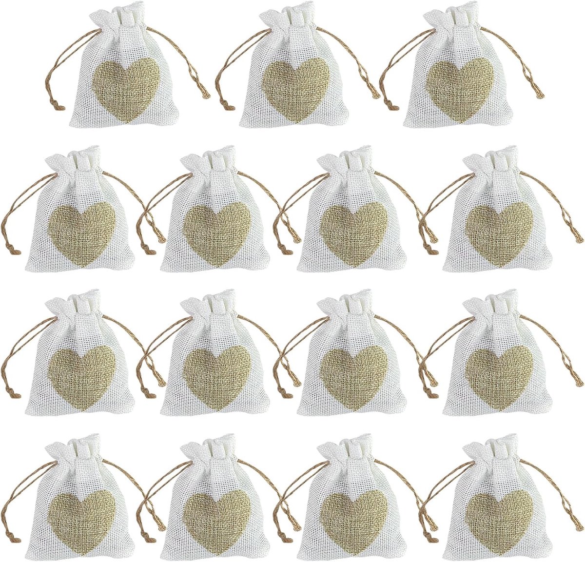 SnelShoppen - 11 Stuks Kleine Jute en Katoenen Zakjes 10 x 8 cm - Perfect voor Cadeaus, Reclame en Feestjes - Duurzaam en Natuurlijke Materialen