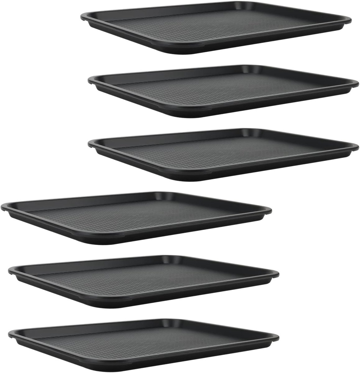 SnelShoppen - 6 Pack Fast Food Tray Zwart Plastic Rectangulaire Voedseltray 41.5 x 30.5 cm voor Keuken, Restaurants, Hotels, Koffiehuizen