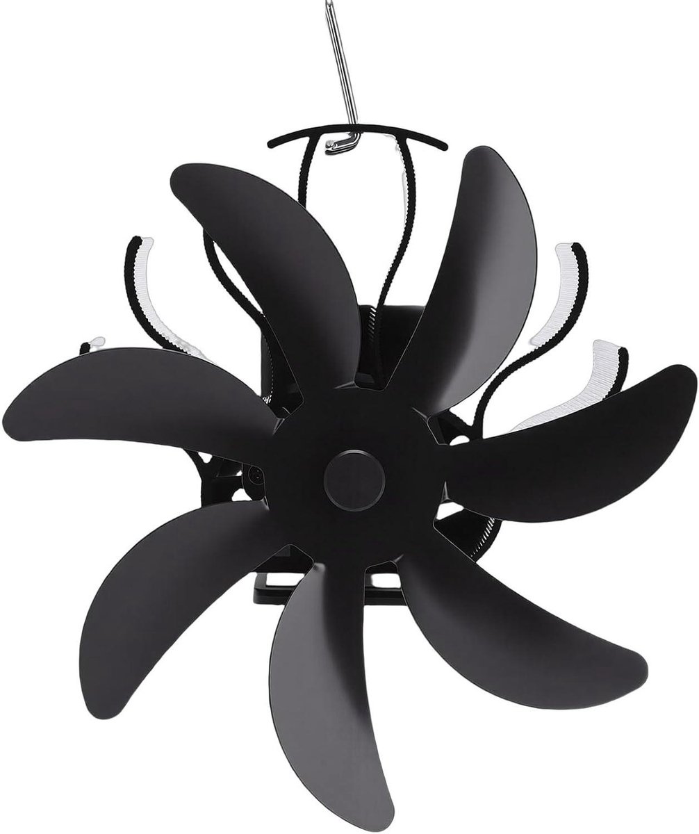 Houtkachel Ventilator - Warmtepomp Ventilator Open Haard Fan - Warmte Verdeling - 7 Bladen Aluminium