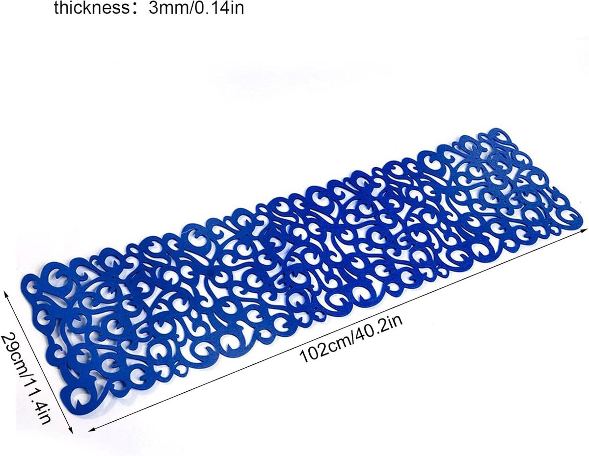 SnelShoppen - Rectangulaire Vilt Tafelkleed Loper Slabbetjes, Warmtebestendige Tafelmatten Huishouddecoratie (Koningsblauw)