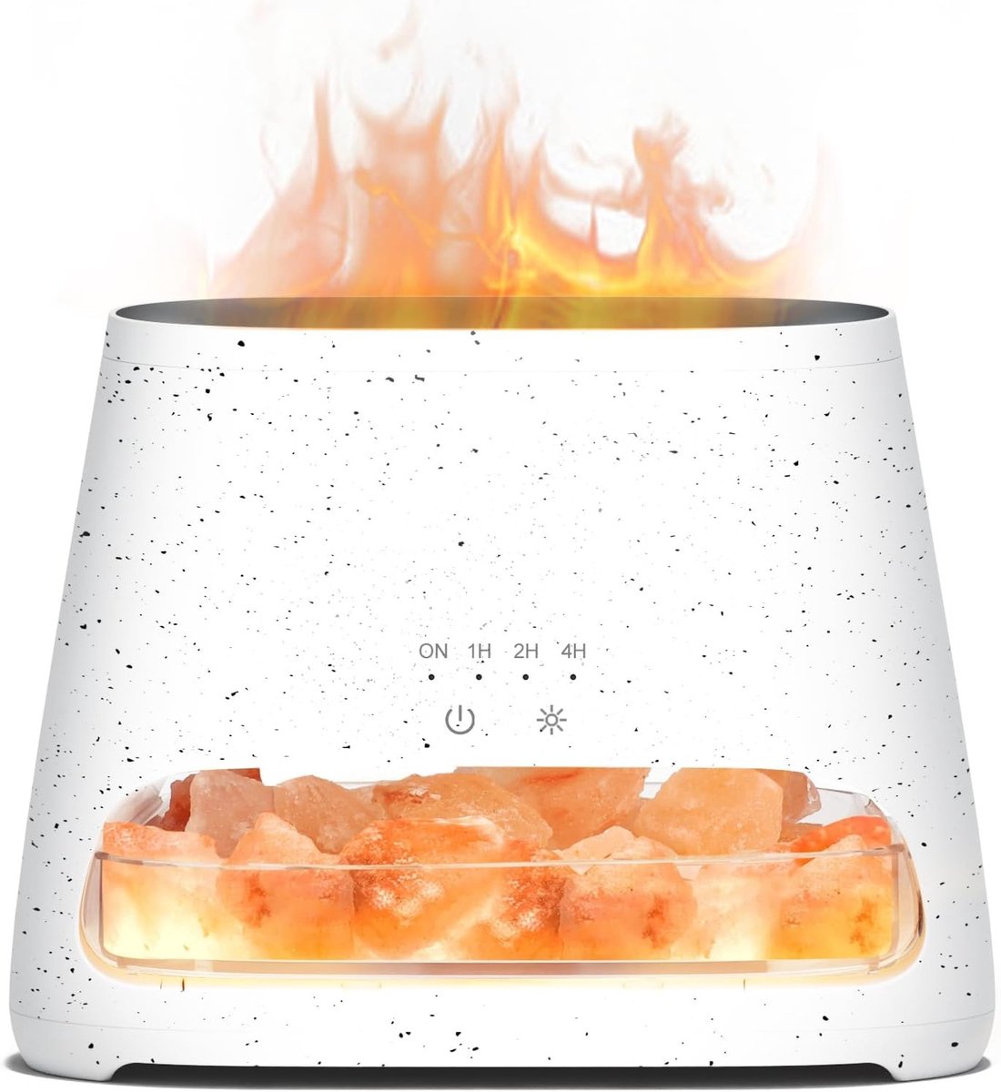 Aroma diffuser en zoutlamp met vlameffect | 2-in-1 luchtbevochtiger voor etherische oliën, mistgenerator en sfeerverlichting, 150 ml (grijs-wit)