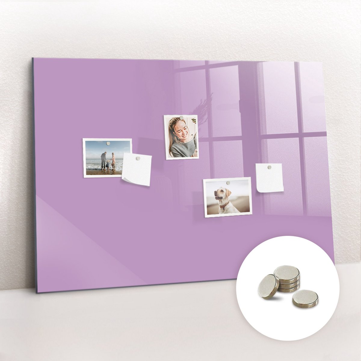 Tulup Glassboard - Lila kleur Magneetbord - 100 cm x 70 cm - Memo Magneetbord - Scandinavisch Design Bord - Memobord Glas Lila - Gratis 5 Sterke Magneten - Magneetbord Foto - Memobord Magnetisch