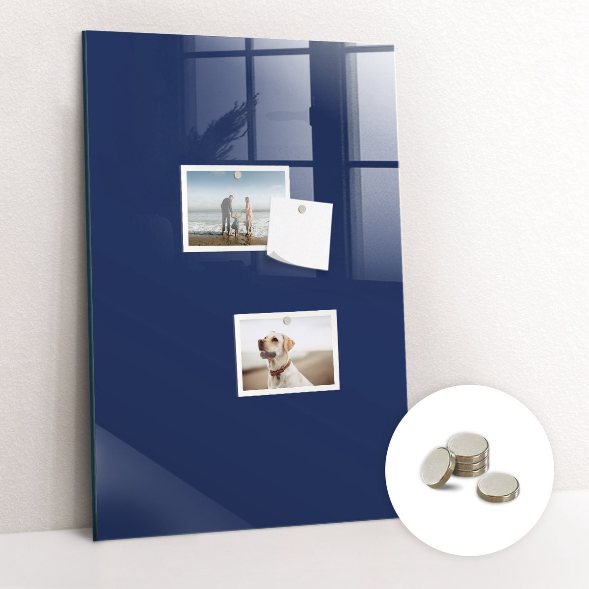 Tulup Glassboard - Marineblauwe kleur Magneetbord - 40 cm x 60 cm - Magneetbord Rechthoekig - Interieur Accessoires Kantoor - Magneetbord Design Marine - Inclusief Gratis Magneten - Magnetic Board - Magnetisch Bord
