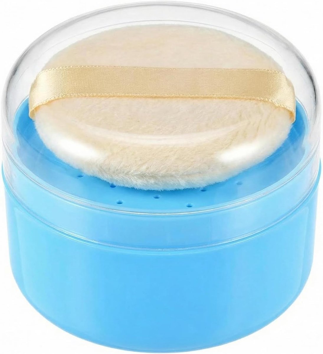 Poederdoosje voor babyverzorging - Blauw plastic - Inclusief spons en zeef - Ideaal voor thuis en onderweg - ShopVlot