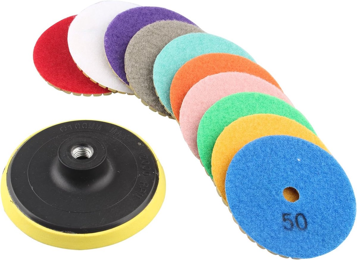 Diamond Polishing Pads 80 mm with Grinding Wheel Polishing Disc 10 Pieces for Granite Marble Concrete 50 100 150 300 - ShopVlot