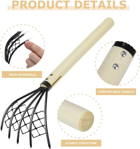 SnelShoppen - 2 Stuks Clam Hark Accessoires Cultivator Metalen Pooper Scooper Mesh Netto Hark Graaf Strand Schaal Graven Voor Tuin en Kinderen van Snelshoppen — afbeelding 3