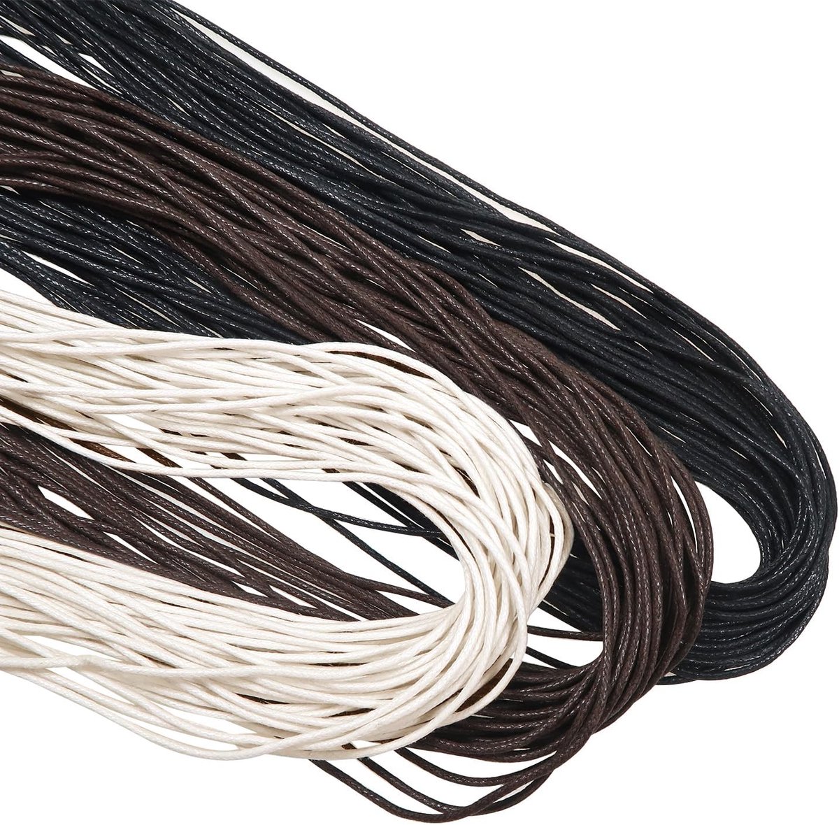 Gewaxt koord 0.8 mm - Wit, zwart en bruin - Slijtvast en duurzaam - Perfect voor sieraden maken - ShopVlot