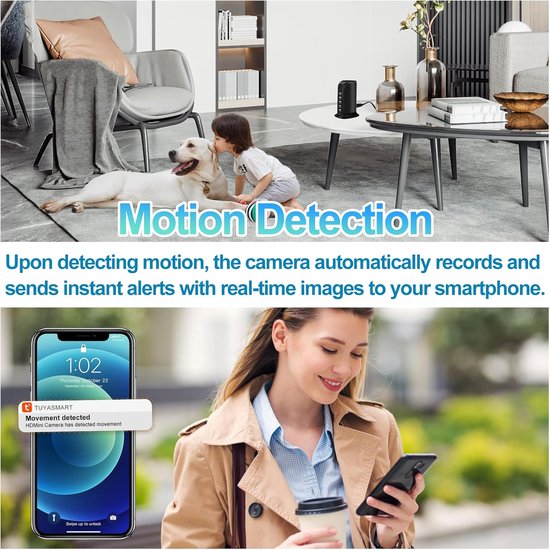 Verborgen Camera - Mini Camera - Huis Beveiligen - Bewegingsdetectie Alarm - 1080p HD - Zwart — afbeelding 3