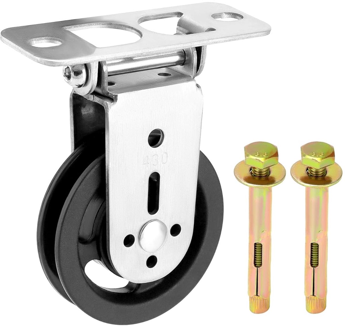 SnelShoppen - 180° Draaibare Stalen Kabelpulley met Installatiemateriaal - DIY Fitness Apparatuur, Maximale Capaciteit 500 kg, Stabiele Constructie en