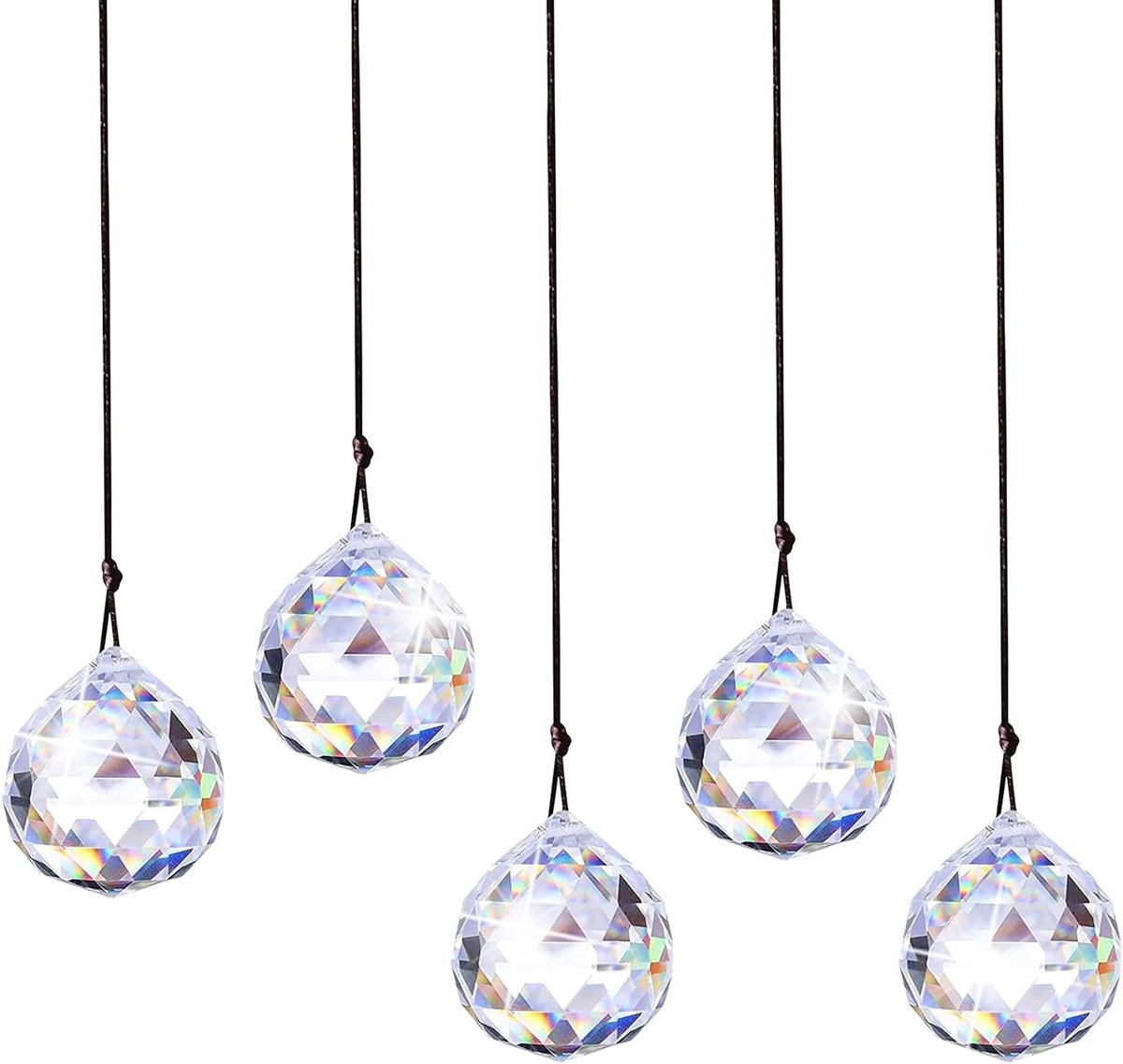 SnelShoppen - 5 Stuks Kristal Glazen Prisma 30mm Crystal Pendant Decoratie, Kristallen Bal, Zonvanger voor Feest, Tuin, Interieur en Decoratie