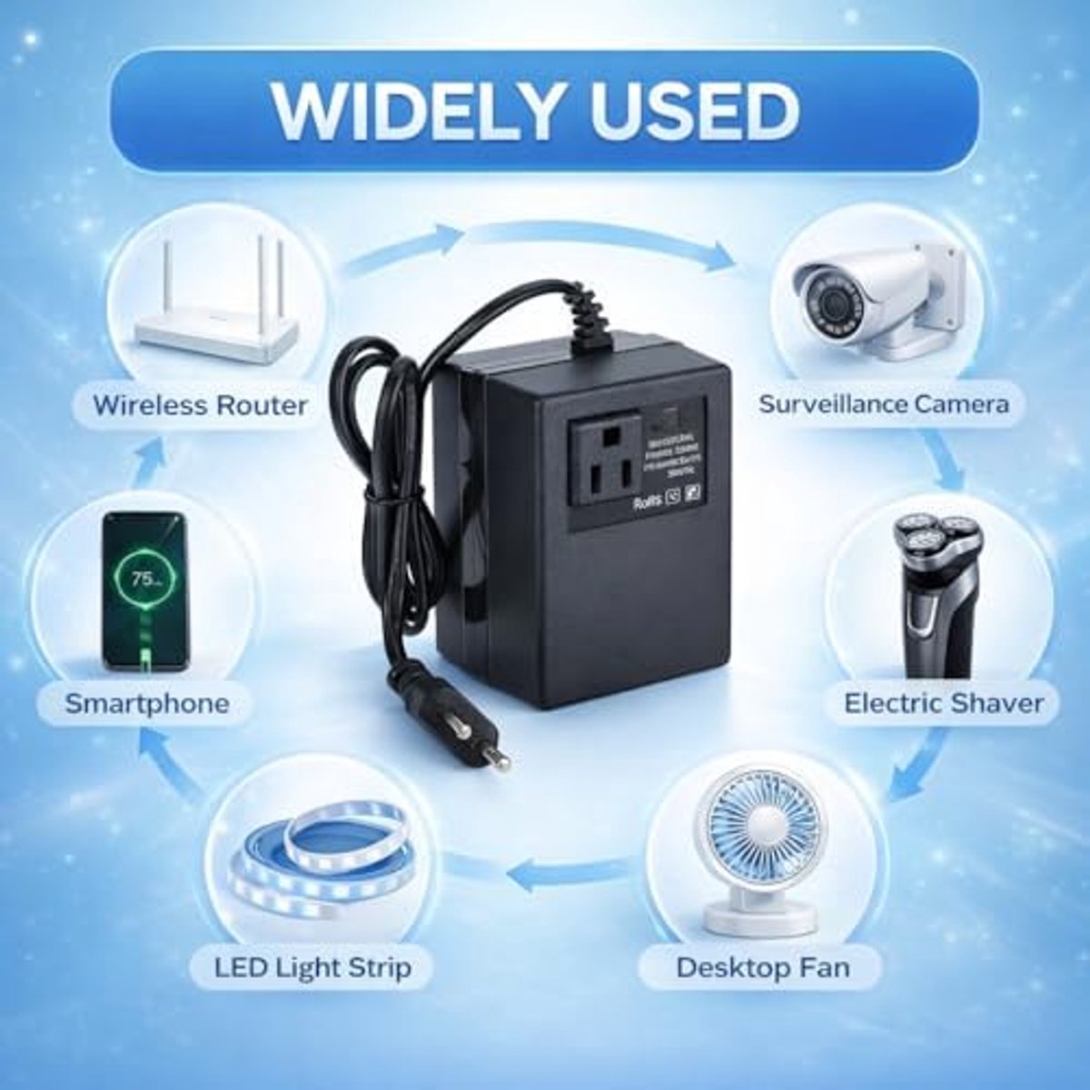 SnelShoppen - Plug Adapter 300W AC 220V naar 110V Transformator Spanning Converter EU Reisadapter Hoogwaardige Kwaliteit