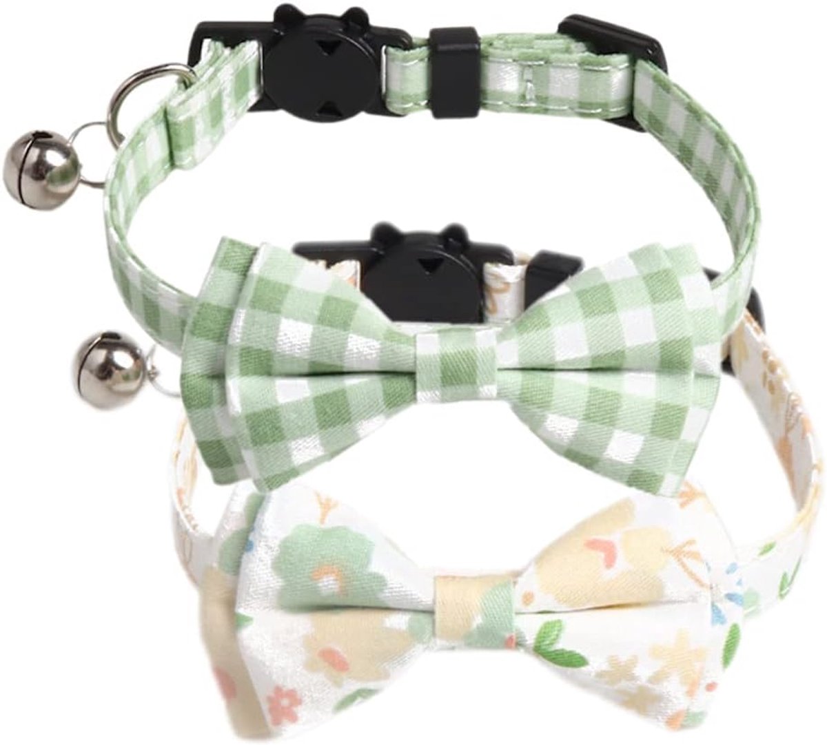 SnelShoppen - 2 stuks Kattenhalsband met Veilige Sluiting en Bel, Schattige Kattenhalsbanden met Strik, Verstelbare Hondenhalsband voor Kat en Kitten,