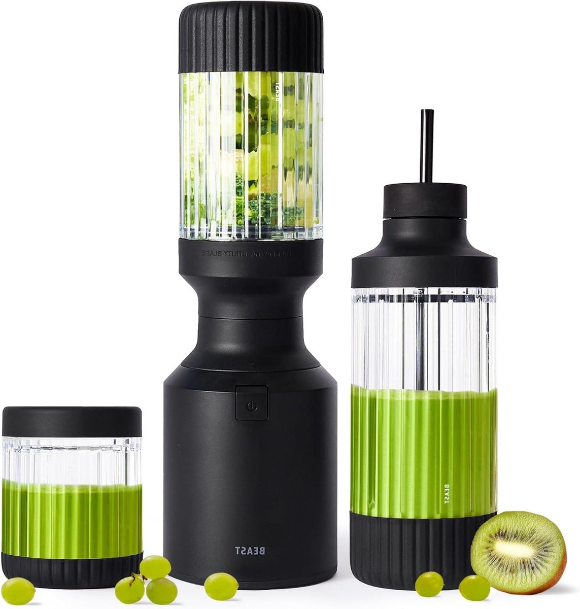 Krachtige Blender - Smoothie Maker - Gezonde Drankjes Maken - 3 To-go Bekers - 785 ml - Zwart