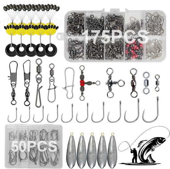240 Stuks Visaccessoires met Vissen Haken, Lood en Klemmen voor Buitenvisserij - Compleet Set voor Efficiënte Vangst en Organisatie — afbeelding 2