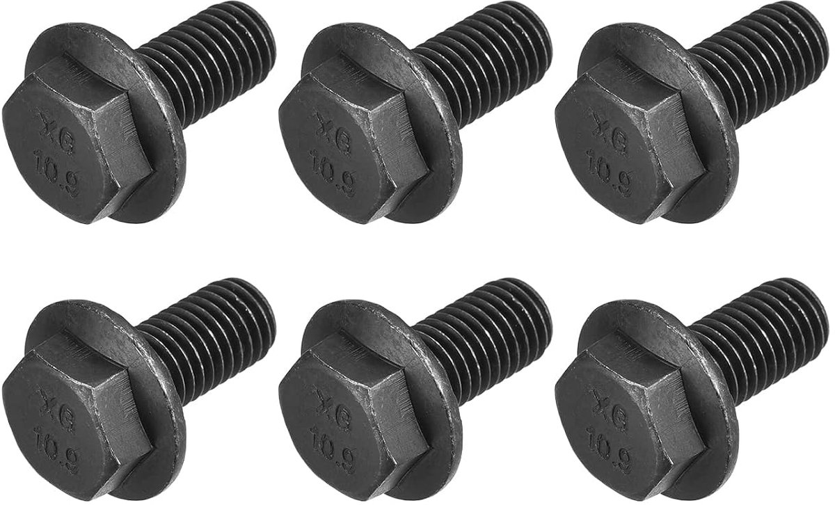 SnelShoppen - Flensmoeren M12 x 25mm - 6 Stuks - Hexagon Knopmoeren - Volledig Draad - Voor Meubel- en Huishoudelijke Toepassingen