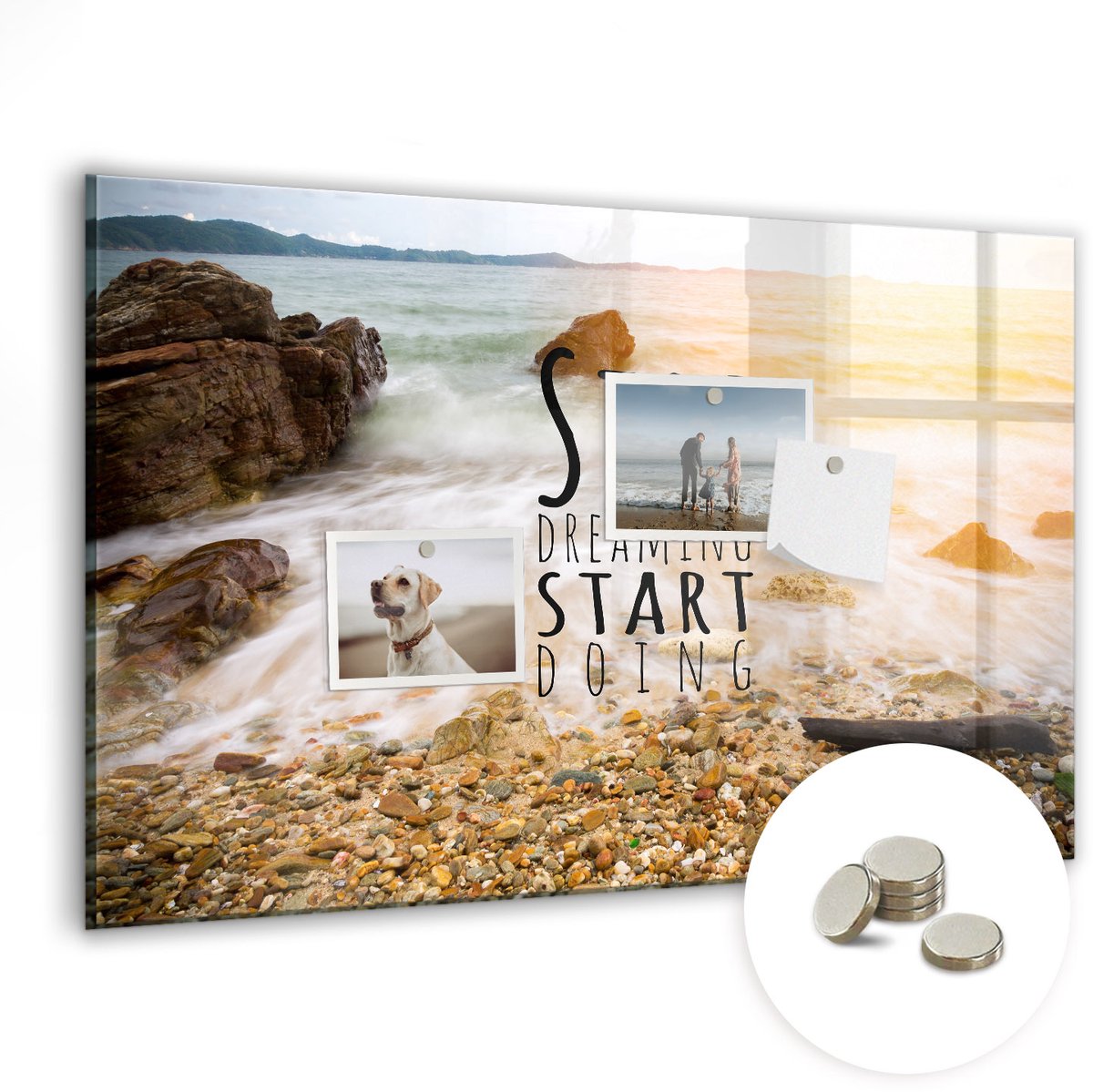 Coloray Glazen Magneetbord - Magnetisch Bord Motiverende tekst - 60x40 cm - Veelkleurig Magneetbord - Magnetic Board - Bureau Decoratie