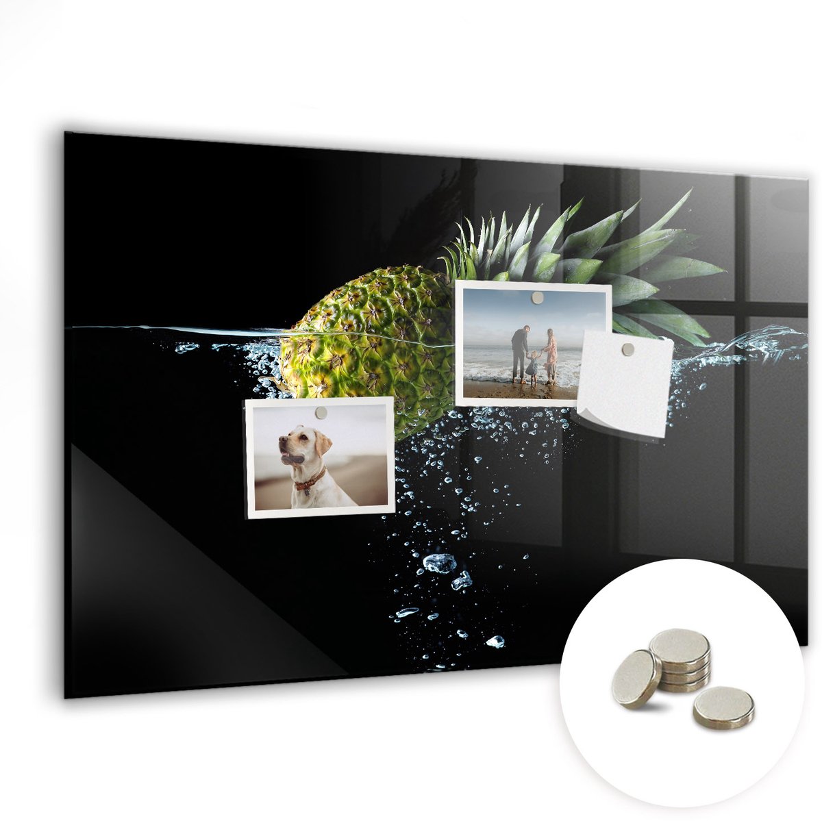 Coloray Glazen Magneetbord - Magnetisch Bord Ananas - 60x40 cm - Groente Magneetbord - Magnetic Board - Woonkamer Decoratie