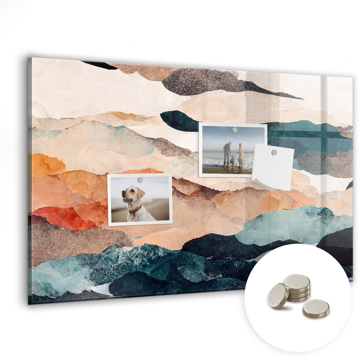 Coloray Glazen Magneetbord - Magnetisch Bord Abstract landschap - 60x40 cm - Veelkleurig Magneetbord - Magnetic Board - Magneetbord Design