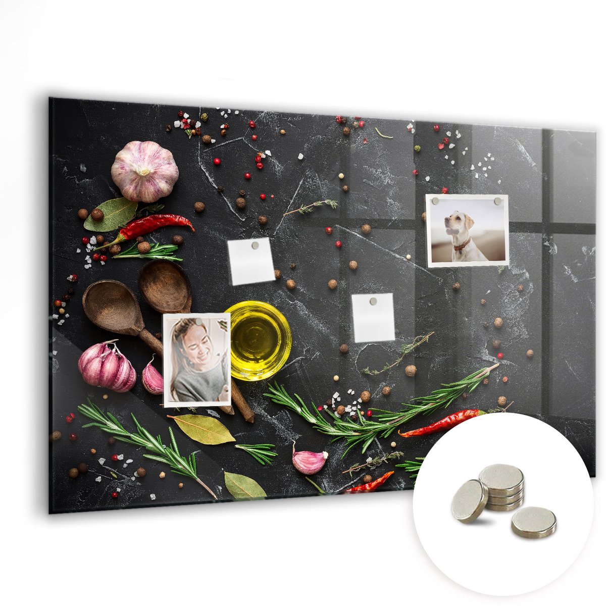 Coloray Glazen Magneetbord - Magnetisch Bord Specerijenabstractie - 90x60 cm - Veelkleurig Magneetbord - Magnetic Board - Keuken Decoratie