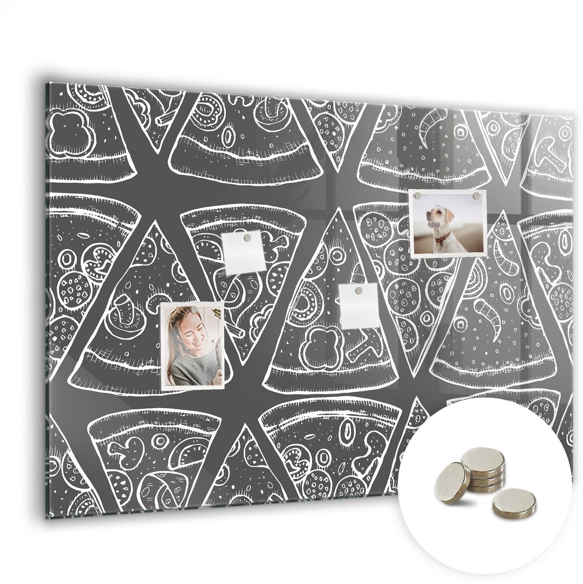 Coloray Glazen Magneetbord - Magnetisch Bord Wijnkurken - 100x70 cm - Zwart-wit Magneetbord - Magnetic Board - Keuken Decoratie