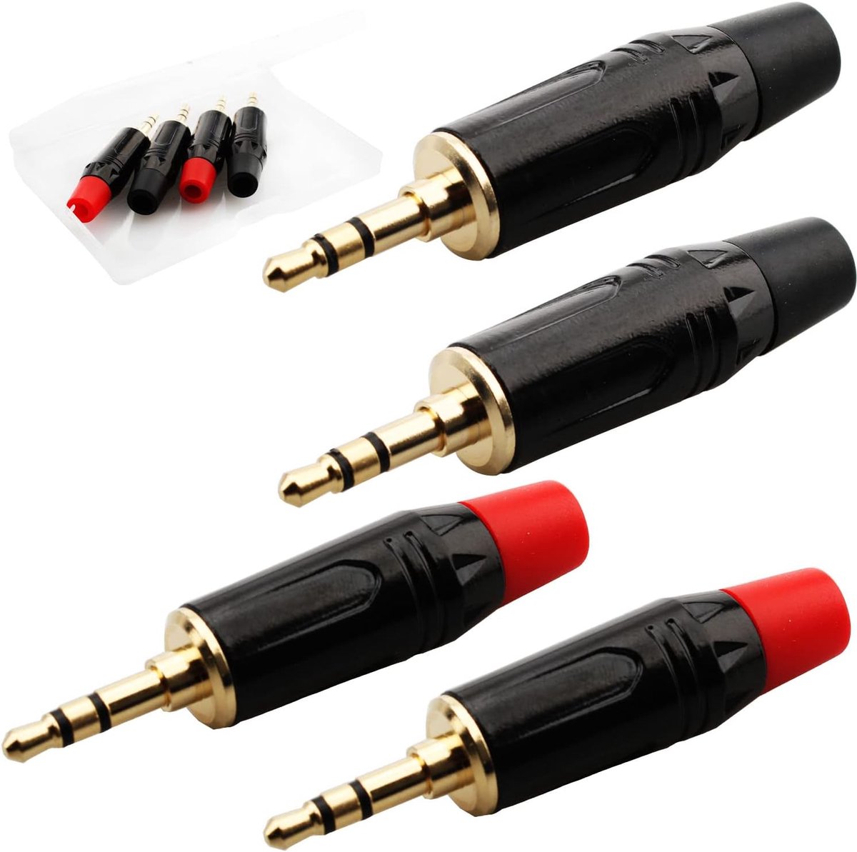 SnelShoppen - 4 Stuks 3.5mm TRS Stereo Plug, 1/8" Soldeer Type Audio Jack, Goud Geplateerd, DIY Connector voor Hoofdtelefoon Vervanging, Audio-toepass